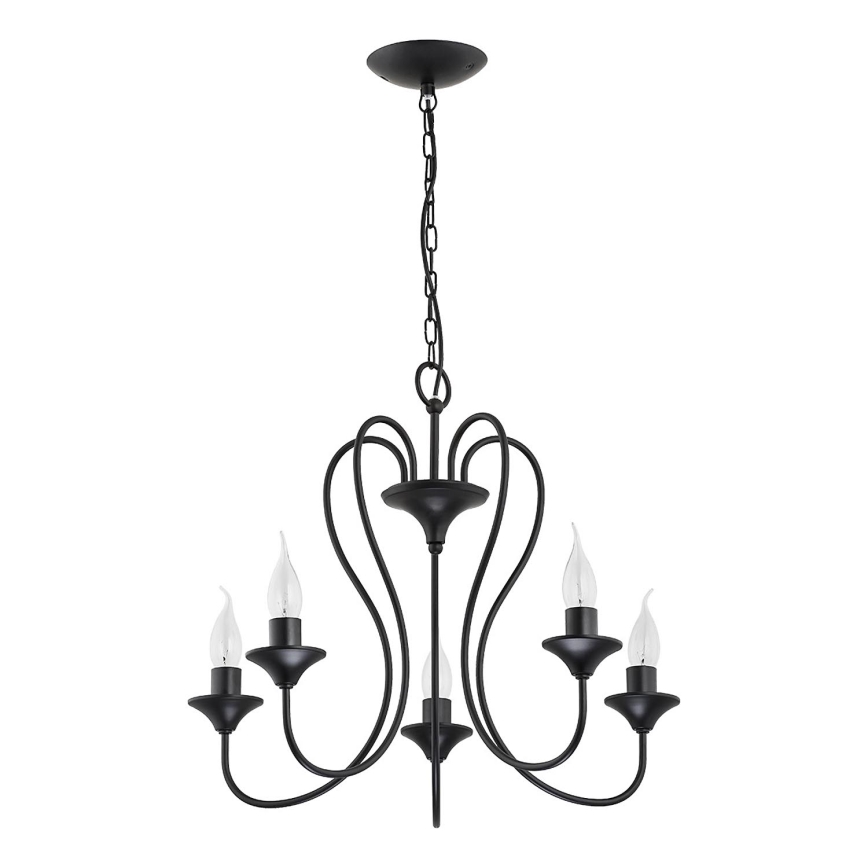 Κρεμαστός πολυέλαιος UNITY με αλυσίδα, 5xE14/10W/230V, μαύρο