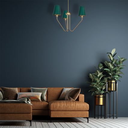 Κρεμαστός πολυέλαιος VICTORIA 3xE27/60W/230V πράσινο