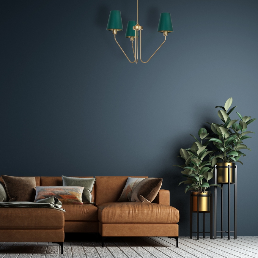 Κρεμαστός πολυέλαιος VICTORIA 3xE27/60W/230V πράσινο