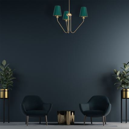 Κρεμαστός πολυέλαιος VICTORIA 3xE27/60W/230V πράσινο