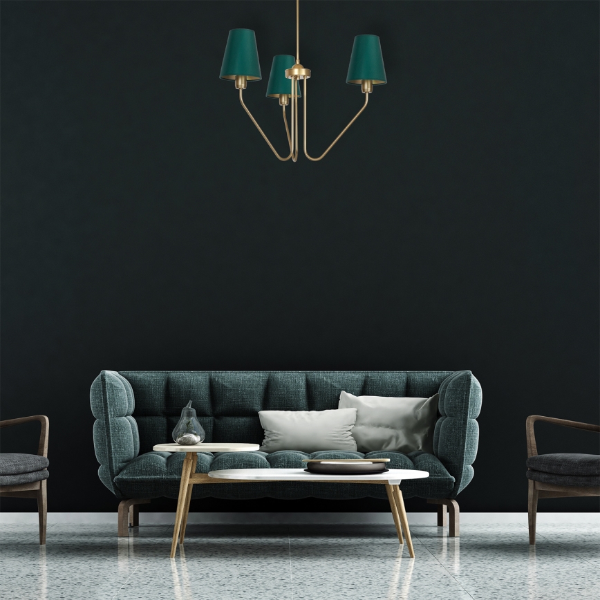 Κρεμαστός πολυέλαιος VICTORIA 3xE27/60W/230V πράσινο