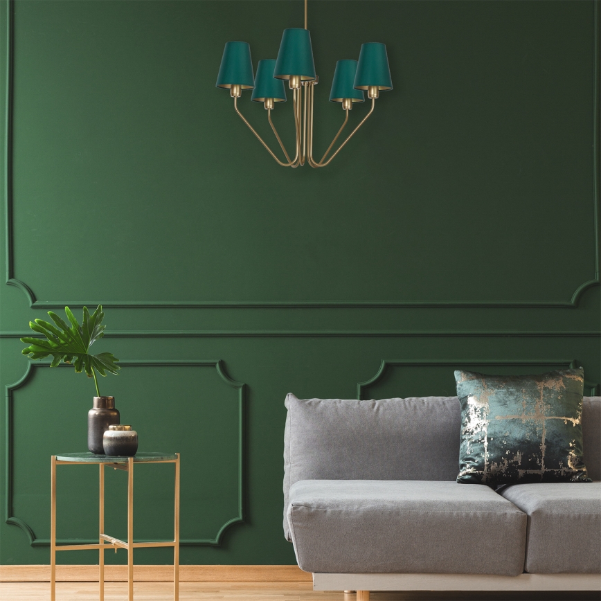 Κρεμαστός πολυέλαιος VICTORIA 5xE27/60W/230V πράσινο