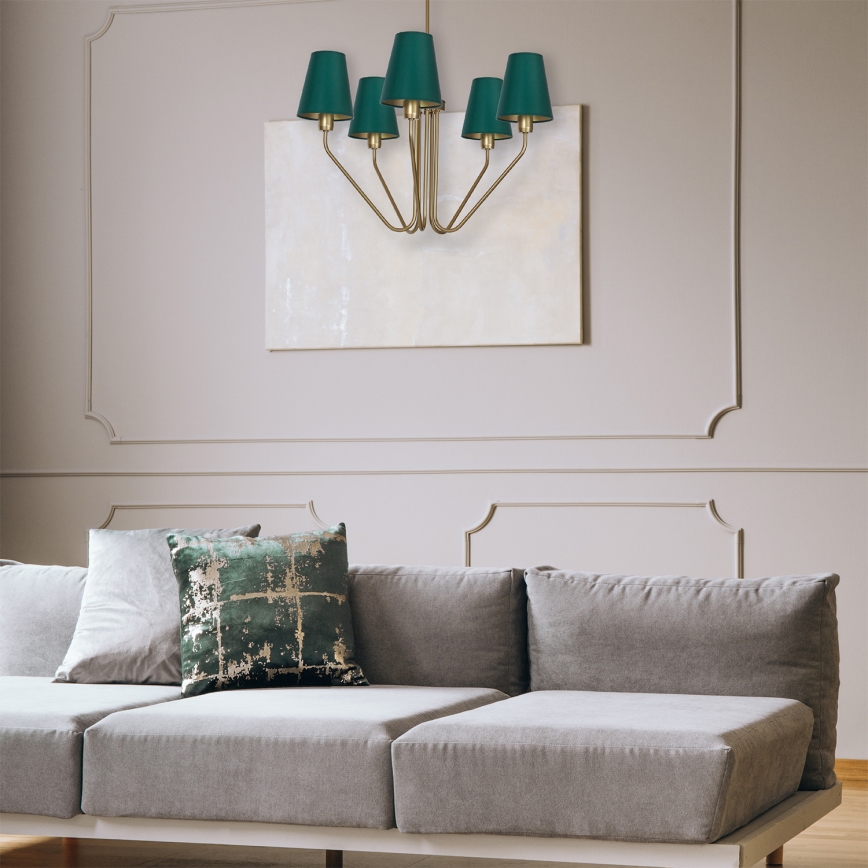 Κρεμαστός πολυέλαιος VICTORIA 5xE27/60W/230V πράσινο