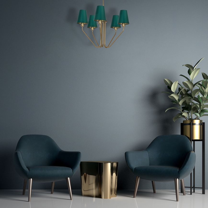 Κρεμαστός πολυέλαιος VICTORIA 5xE27/60W/230V πράσινο