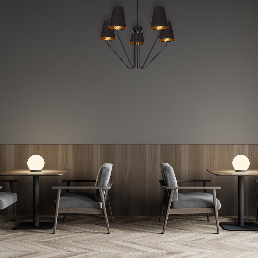 Κρεμαστός πολυέλαιος VICTORIA 5xE27/60W/230V μαύρο