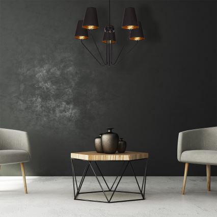 Κρεμαστός πολυέλαιος VICTORIA 5xE27/60W/230V μαύρο