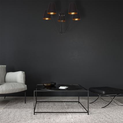 Κρεμαστός πολυέλαιος VICTORIA 5xE27/60W/230V μαύρο