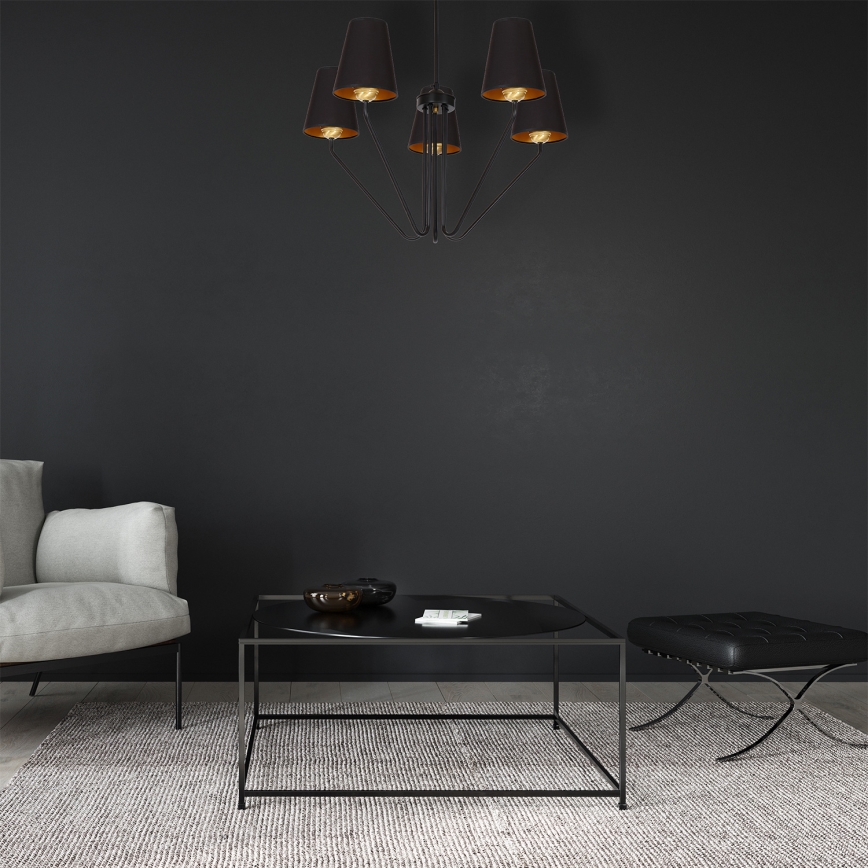 Κρεμαστός πολυέλαιος VICTORIA 5xE27/60W/230V μαύρο