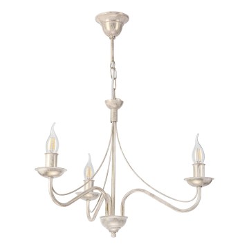 Κρεμαστός πολυέλαιος με αλυσίδα ANTON 3xE14/60W/230V λευκή πατίνα