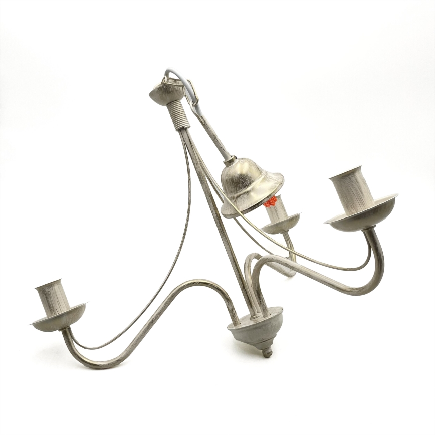 Κρεμαστός πολυέλαιος με αλυσίδα ANTON 3xE14/60W/230V λευκή πατίνα
