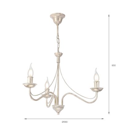 Κρεμαστός πολυέλαιος με αλυσίδα ANTON 3xE14/60W/230V λευκή πατίνα