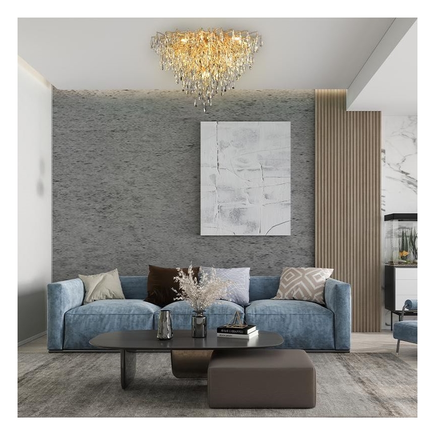 Κρυστάλλινη πλαφονιέρα οροφής 12xG9/40W/230V χρυσαφί