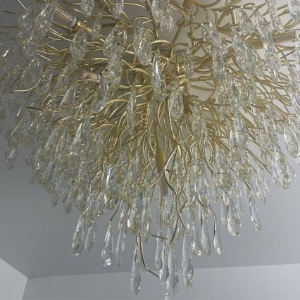 Κρυστάλλινη πλαφονιέρα οροφής 12xG9/40W/230V χρυσαφί