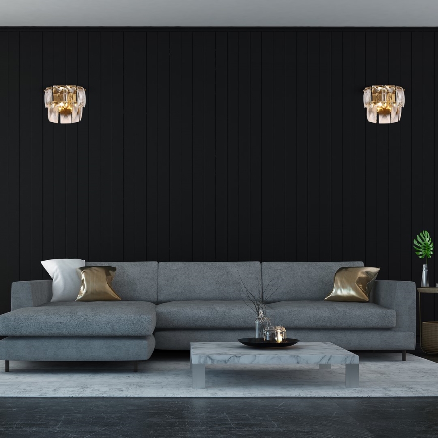 Κρυστάλλινο φωτιστικό τοίχου CHELSEA 2xE14/40W/230V χρυσό