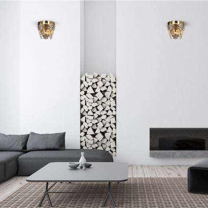 Κρυστάλλινο φωτιστικό τοίχου GRACE 2xE14/40W/230V χρυσό