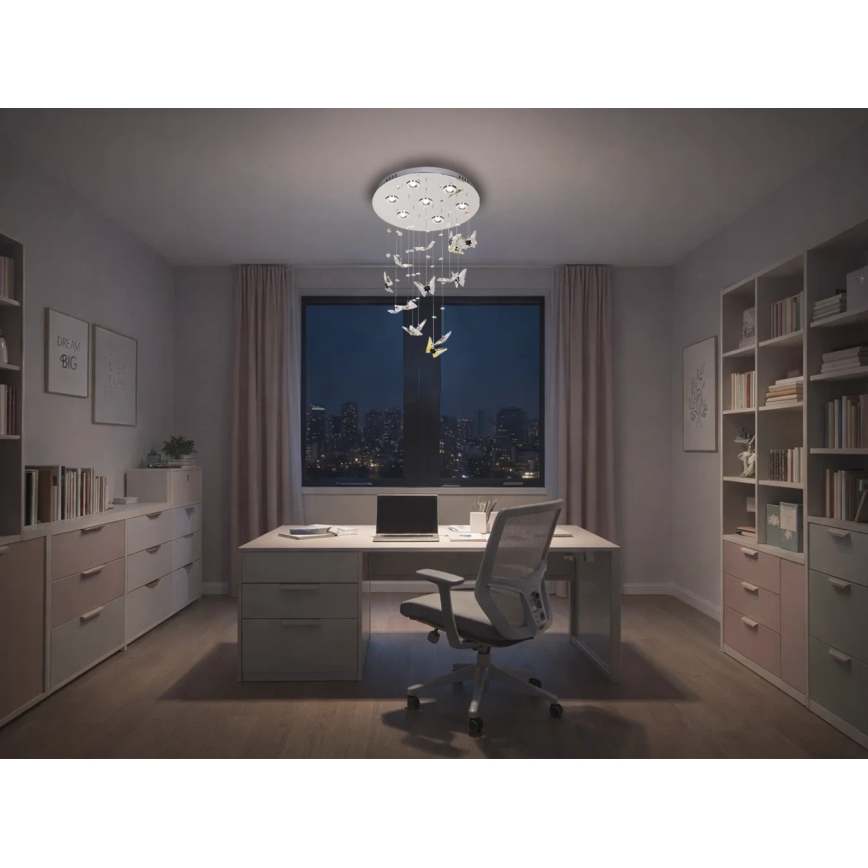 LED κρυστάλλινο φωτιστικό οροφής MURU LED/24W/230V Ø 40 cm γυαλιστερό χρώμιο + τηλεχειριστήριο