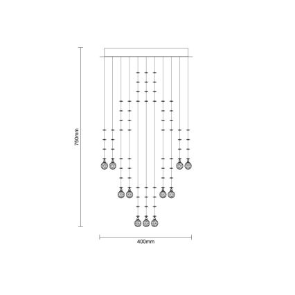 LED κρυστάλλινο φωτιστικό οροφής NAURU LED/24W/230V Ø 40 cm γυαλισμένο χρώμιο + τηλεχειριστήριο