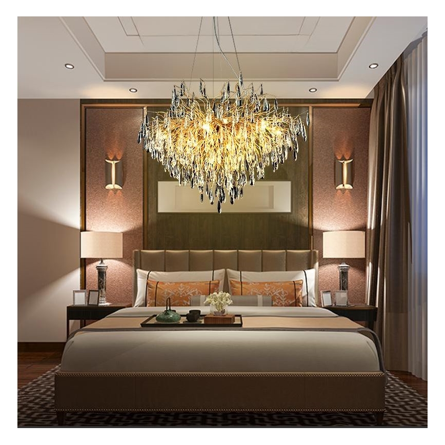 Κρυστάλλινο κρεμαστό φωτιστικό οροφής 11xG9/40W/230V χρυσαφί