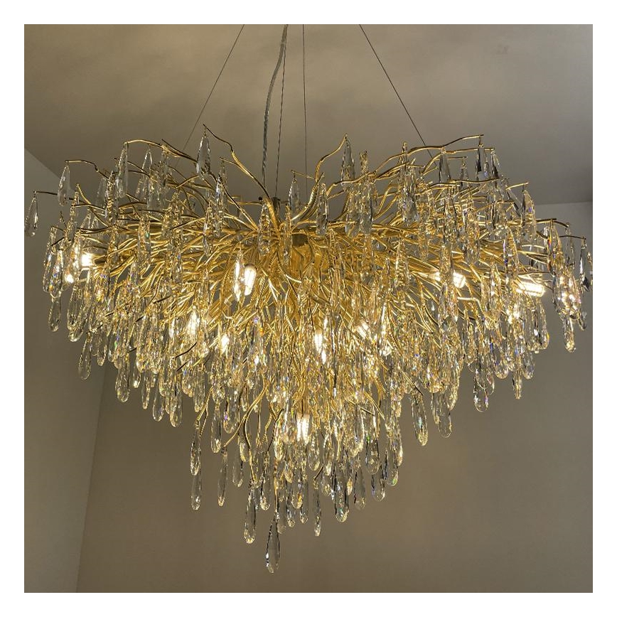 Κρυστάλλινο κρεμαστό φωτιστικό οροφής 11xG9/40W/230V χρυσαφί