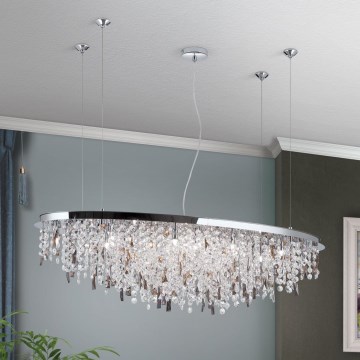 Κρυστάλλινο κρεμαστό φωτιστικό οροφής CRYSTALRIVER 21xG9/40W/230V γυαλιστερό χρώμιο