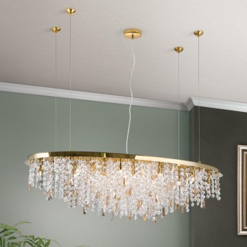 Κρυστάλλινο κρεμαστό φωτιστικό οροφής CRYSTALRIVER 21xG9/40W/230V χρυσό