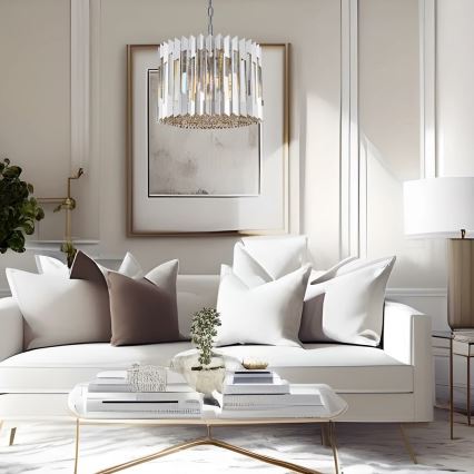 Κρυστάλλινο κρεμαστό φωτιστικό οροφής  RITZ 7xE14/40W/230V γυαλιστερό χρώμιο