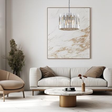 Κρυστάλλινο κρεμαστό φωτιστικό οροφής  RITZ 7xE14/40W/230V γυαλιστερό χρώμιο