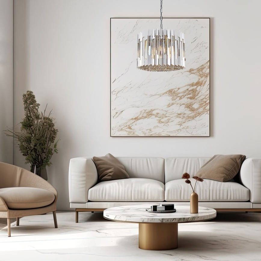 Κρυστάλλινο κρεμαστό φωτιστικό οροφής  RITZ 7xE14/40W/230V γυαλιστερό χρώμιο