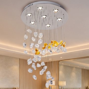 Κρυστάλλινο LED οροφής φωτιστικό AVARA LED/24W/230V Ø 40 cm γυαλιστερό χρώμιο + τηλεχειριστήριο