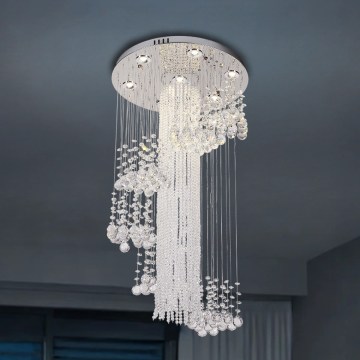 Κρυστάλλινο LED οροφής φωτιστικό NAURU LED/24W/230V Ø 45 εκ. γυαλιστερό χρώμιο + τηλεχειριστήριο