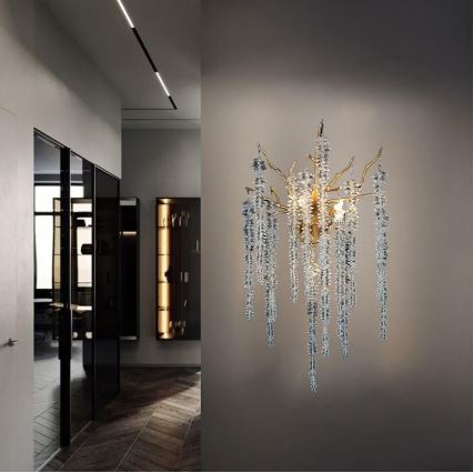 Κρυστάλλινο επιτοίχιο φωτιστικό 3xG9/40W/230V Ροζ χρυσό