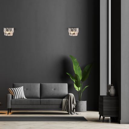 Κρυστάλλινο επιτοίχιο φωτιστικό CHELSEA 2xE14/40W/230V γυαλιστερό χρώμιο