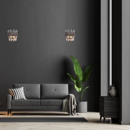 Κρυστάλλινο επιτοίχιο φωτιστικό MADISON 2xE14/40W/230V γυαλιστερό χρώμιο