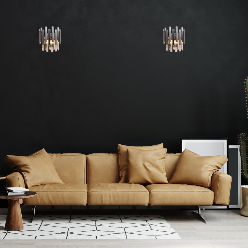 Κρυστάλλινο επιτοίχιο φωτιστικό MADISON 2xE14/40W/230V γυαλιστερό χρώμιο