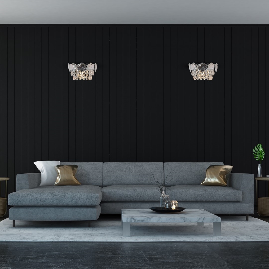 Κρυστάλλινο επιτοίχιο φωτιστικό SELENA 2xE14/40W/230V γυαλιστερό χρώμιο