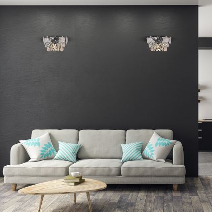 Κρυστάλλινο επιτοίχιο φωτιστικό SELENA 2xE14/40W/230V γυαλιστερό χρώμιο