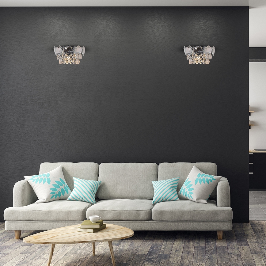 Κρυστάλλινο επιτοίχιο φωτιστικό SELENA 2xE14/40W/230V γυαλιστερό χρώμιο