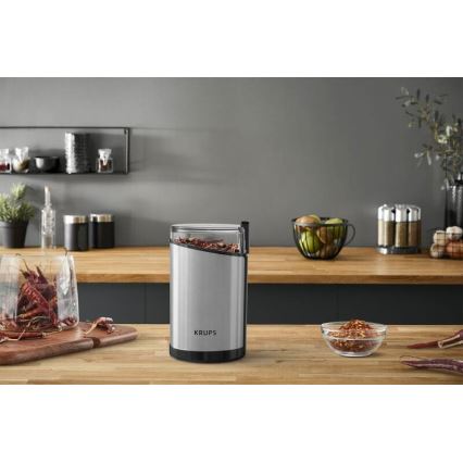 Krups - Hλεκτρικός μύλος καφέ 85g FAST-TOUCH 200W/230V ματ χρώμιο