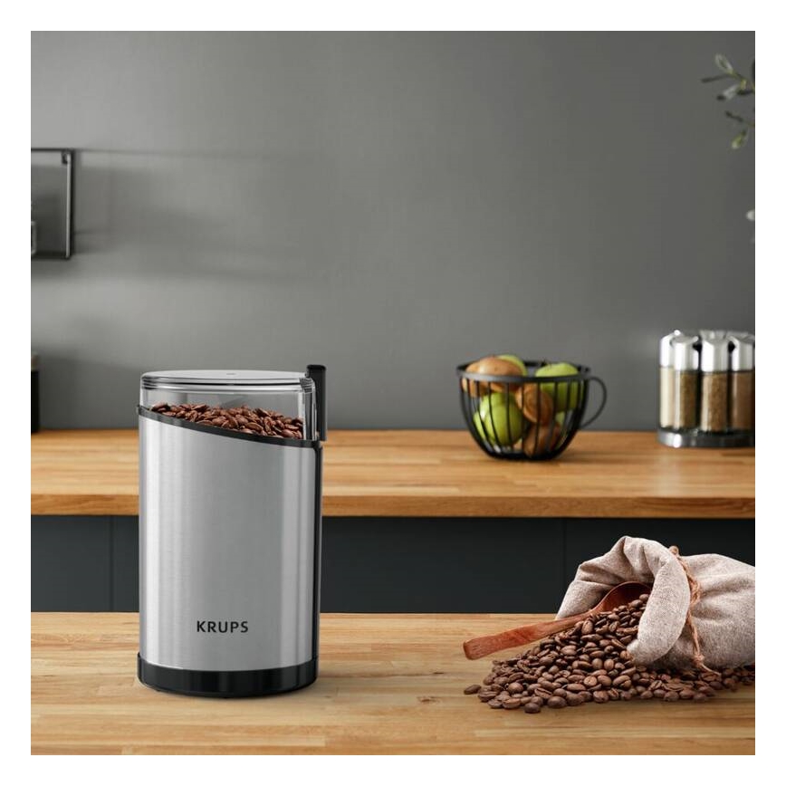 Krups - Hλεκτρικός μύλος καφέ 85g FAST-TOUCH 200W/230V ματ χρώμιο