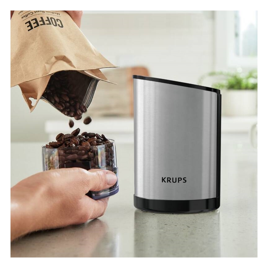 Krups - Hλεκτρικός μύλος καφέ 85g FAST-TOUCH 200W/230V ματ χρώμιο