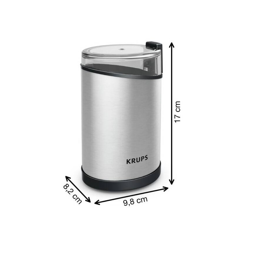 Krups - Hλεκτρικός μύλος καφέ 85g FAST-TOUCH 200W/230V ματ χρώμιο