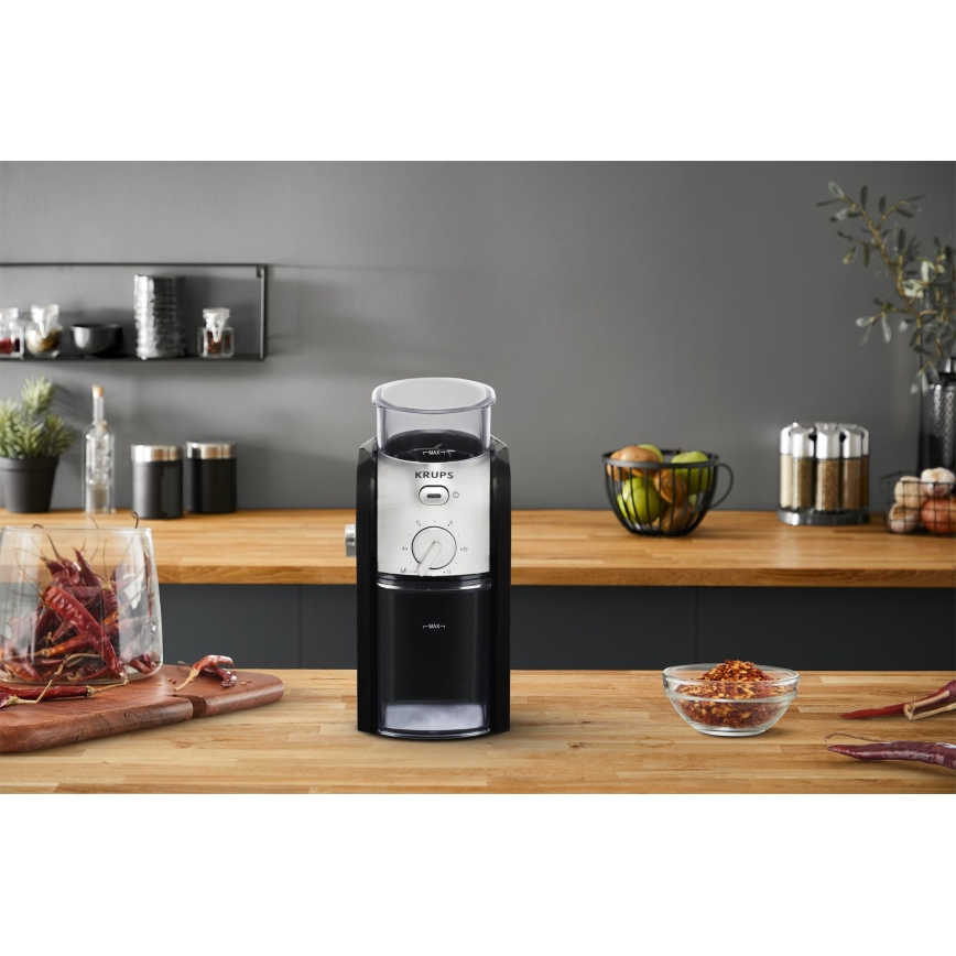 Krups - Hλεκτρικός μύλος καφέ 110W/230V ανοξείδωτο ατσάλι/μαύρο