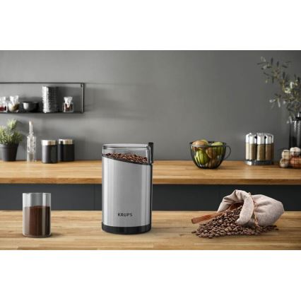 Krups - Hλεκτρικός μύλος καφέ 85g FAST-TOUCH 200W/230V ματ χρώμιο