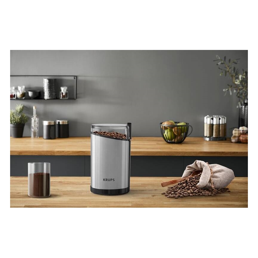 Krups - Hλεκτρικός μύλος καφέ 85g FAST-TOUCH 200W/230V ματ χρώμιο