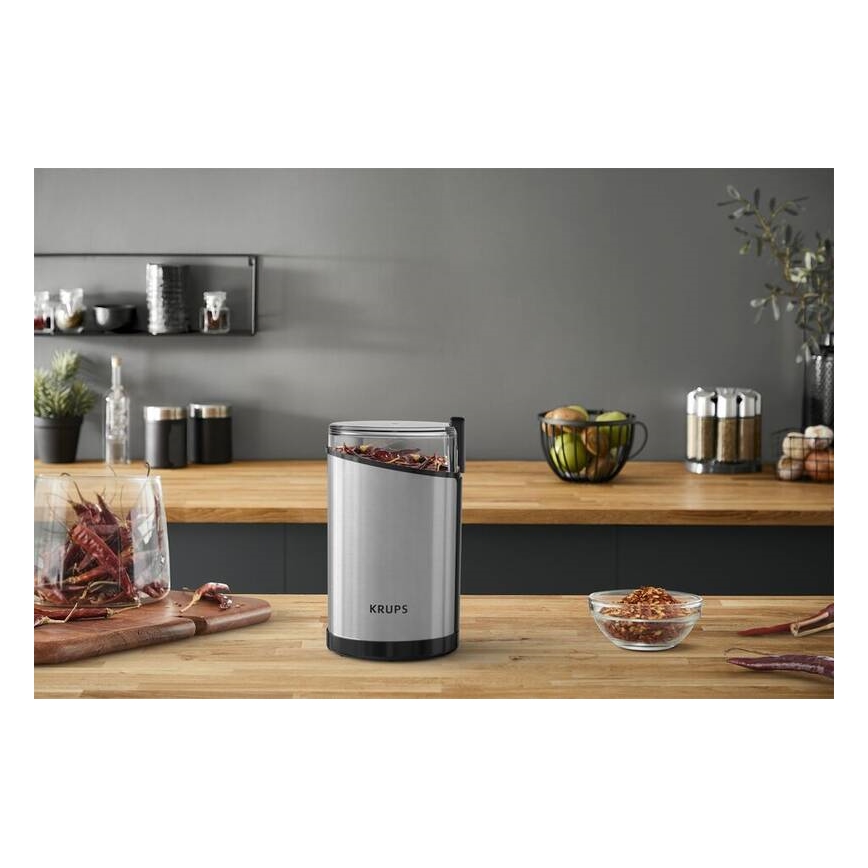 Krups - Hλεκτρικός μύλος καφέ 85g FAST-TOUCH 200W/230V ματ χρώμιο