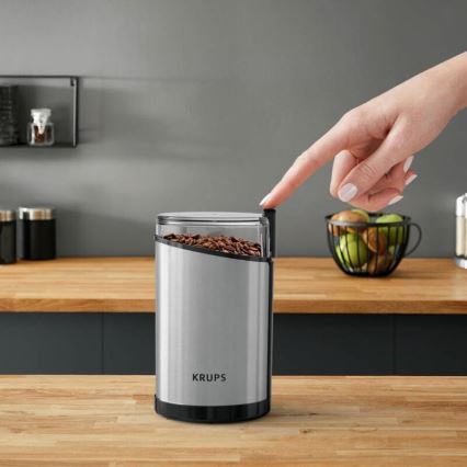 Krups - Hλεκτρικός μύλος καφέ 85g FAST-TOUCH 200W/230V ματ χρώμιο