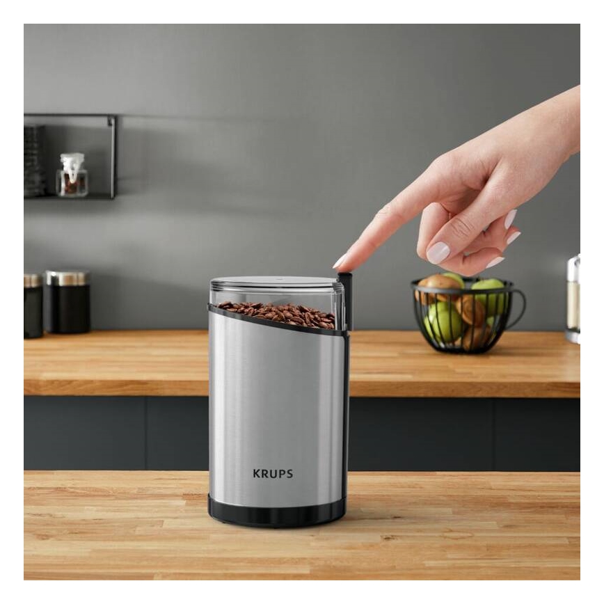 Krups - Hλεκτρικός μύλος καφέ 85g FAST-TOUCH 200W/230V ματ χρώμιο