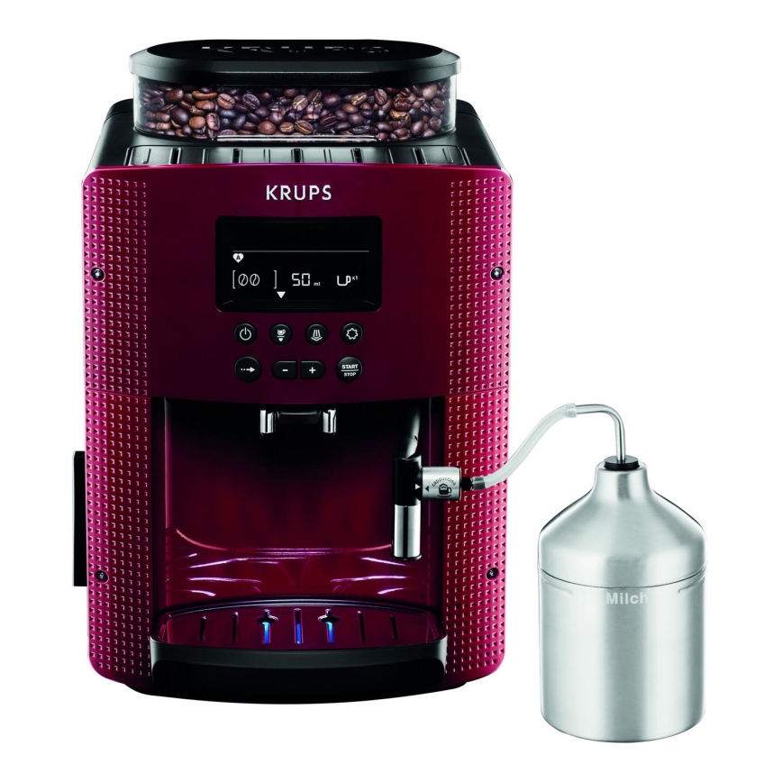 Krups - Αυτόματη καφετιέρα με κανάτα γάλακτος ESSENTIAL 1450W/230V κόκκινο