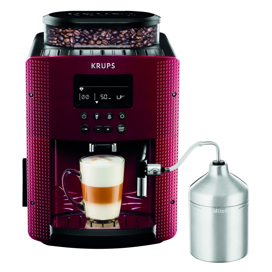 Krups - Αυτόματη καφετιέρα με κανάτα γάλακτος ESSENTIAL 1450W/230V κόκκινο