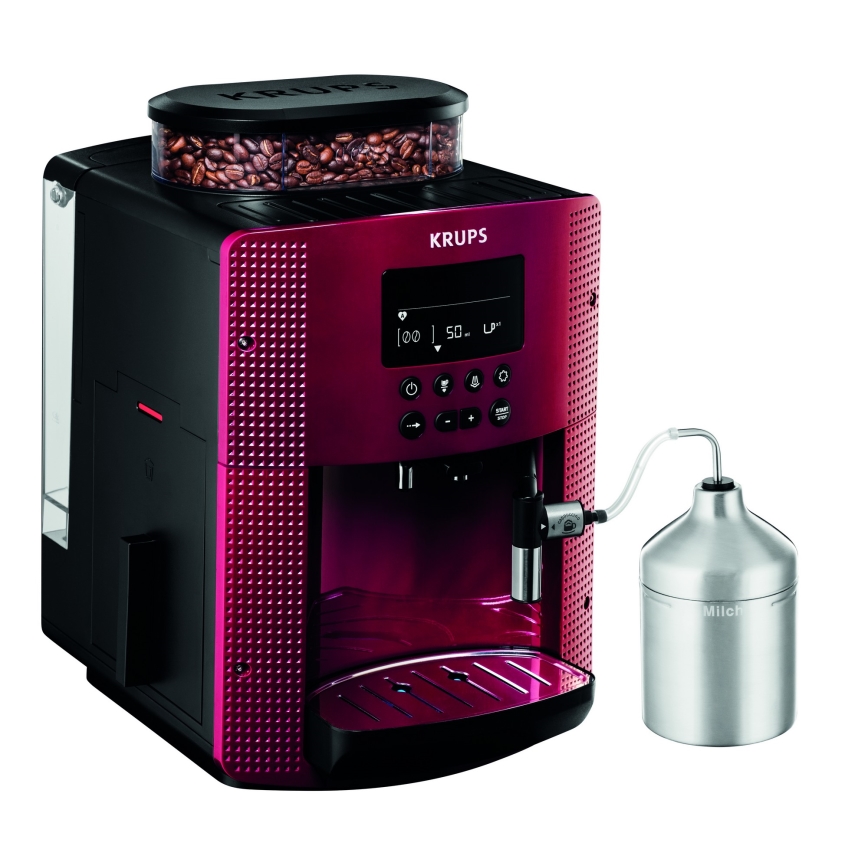 Krups - Αυτόματη καφετιέρα με κανάτα γάλακτος ESSENTIAL 1450W/230V κόκκινο